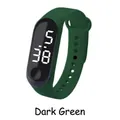 Waterproof LED digital sports watch with dark green silicone strap for students - Dark Green