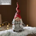 Gnome de Noël en résine avec bonnet rouge et tresses blanches, décoration de 14cm - Gnome aux Cheveux Blancs