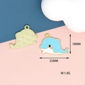 Blue whale enamel charm with 18mm height and 25mm width for DIY jewelry making - Whale