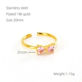 Verstellbarer Ring aus 18k vergoldetem Edelstahl mit rosa Herz-Zirkonia-Schleife - Rosa Zirkonia
