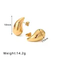 Polished 18K gold plated teardrop earrings with dimensions 18mm by 11mm in solid brass - 18x10mm(Solid) / Gold