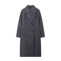 Détail d'un manteau en laine gris foncé avec boutons à double boutonnage et revers - XS / Gris clair