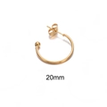 20mm golden stainless steel C-shaped hoop earrings with polished finish and butterfly backs - 20mm / Gold