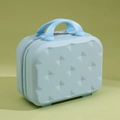 Mini 14-inch hard shell travel suitcase in light blue with embossed triangle pattern - Crystal Blue