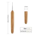 Single head 0.75mm dreadlock crochet hook with natural bamboo handle and metal tip - 0.75mm Single Hook