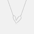 Collier minimaliste en argent sterling 925 avec pendentif cœur au fini argenté poli - Argent 925 / Platine
