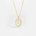 Elegant 18K gold S925 sterling silver necklace featuring a sparkling letter W pendant - Letter W