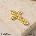 Goldener Kreuzanhänger aus Titanstahl mit Gitterstruktur, 38x20mm groß und 4g schwer - Kariertes Texturkreuz (KLJ8410-Z)