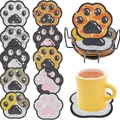 10-piece cat paw diamond painting coaster set with metal holder and colorful patterns - XIN001 Cat Paw / No Stand/OPP Bag
