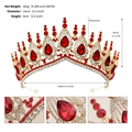 Luxuriöse goldene Brautkrone mit roten Kristallen inklusive Maßen und Gewicht - Gold mit roten Strasssteinen