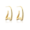 Irregular geometric hoop earrings with 18K gold plating in a minimalist wavy style - Gold