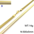 Collana a spina di pesce da 5mm in acciaio inossidabile dorato con chiusura a moschettone - Oro 5mm Larghezza 500mm Lunghezza(KN203546-Z)
