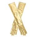 Goldene 50cm lange Lackleder-Stretchhandschuhe für Opern-Cosplay-Kostümpartys - Einheitsgröße / Gold (50cm)