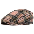 Boina a cuadros rosa y beige en algodón lavado vintage para mujeres y hombres - Ajustable (55-59cm) / Cuadros Rosas