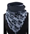 Thick winter scarf with grey skull pattern design in a stylish triangle wrap style - 150*75cm / Black Grey Skull Print (Image 49)