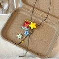 Creative acrylic star and book pendant necklace with brown cord for a vacation style look - Star Pendant Necklace / Yellow and Green