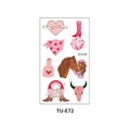 Rosa Cowboy Temporäre Tattoos TU-E72 mit Discokugel, Stiefeln und Cowgirl-Motiven - TU-E72