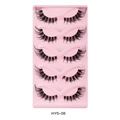Dramatic cat-eye false eyelashes 5-pair set HY5-06 with thick wispy crossing fibers - Cat Eye Dense Style (HY5-6)