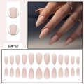 Matte nude almond press-on nails set with 24 pieces in various sizes for daily wear - Nude (SDM-07)