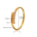 Detail of gold-plated bangle with pink zircon inlay and engraved product dimensions - Gold Wide Row Zirconia Bangle (Z456) / 6.0cmx1.3cm