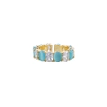 Detail of adjustable gold ring featuring alternating green stones and sparkling zircons - Turquoise Gemstone Style (Style B)
