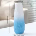 Modern 21cm blue and white gradient ceramic vase with vertical wave texture for flowers - Lingyun (Blue) 21cm