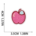 Red apple cartoon embroidery patch showing size measurements 4cm by 3.5cm on white background - Red Pink Apple (W25SG-058-39)