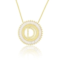 Golden necklace featuring a sunburst pendant with a zircon-encrusted letter D design - Gold Letter-D
