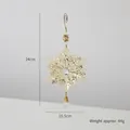 Golden iron snowflake ornament with clear crystal drop and spiral hook, 24cm size - Double Sided Snowflake / Gold