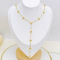 Exquisite gold stainless steel Y-shaped necklace with multiple 3D heart-shaped pendants - Heart Style
