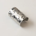 Silver hammered wide cuff bracelet with wavy textured finish for women - Long Random Texture Silver