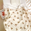 Soft minky baby blanket featuring a brown teddy bear print on a beige cotton background - 100*110cm / Teddy Bear