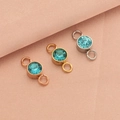 Three-color stainless steel birthstone connectors in gold, silver, and rose gold finishes - Lake Blue (Silver Color)