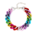 Rainbow gradient heart chain pet necklace with adjustable silver lobster clasp - Colorful