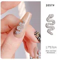 Detail of silver snake nail art charm with white rhinestones measuring 1.7x0.7cm - Silver White Zircon (2057#)