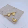 Detalle del colgante de candado de corazón con circonitas y patrón de serpiente en relieve - #4 Dorado Circón Blanco Serpiente