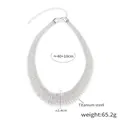 Silver spring-style choker necklace in titanium steel with bold geometric links - Steel