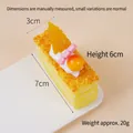 Modèle réaliste de gâteau mousse à l'orange pour vitrine, jouet à presser doux, 7cm x 3cm - Jaune