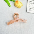 Peach pink translucent hair claw clip with twisted design and marble texture - Twist Shape 11cm-Pink