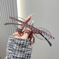 Occhiali da sole ovali in metallo argento con cristalli rosa a forma di cuore - Montatura Argento Strass Rosa Anti-luce Blu