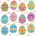 Set de 12 llaveros DIY de huevos de Pascua con diamantes de colores y clips dorados - Llaveros de huevos de 12 piezas