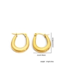 Detail of gold U-shaped hoop earrings with textured grooves measuring 2.5cm by 2cm - Gold U-Shape Horizontal Stripe Style (#0176)