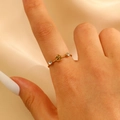 Delicate gold rose ring with sparkling zircon accents on a textured band for women - 3D Rose Flower Dual Zircon Thin Style (4308)