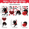 Stickers muraux Saint-Valentin chat noir et cœurs rouges lot de 4 pour décoration - Style Chat Noir et Cœur Saint Valentin (UV24Y12911T_T)