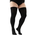 Plus size black over-knee high socks in thick knit cotton for autumn wear - Plus Size / Black