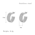 Minimalist geometric C-shape stainless steel earrings in silver finish with ball texture - Silver Style (LE3523)