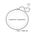 Elegant silver stainless steel Cuban link bracelet with lobster clasp and adjustable chain - Steel Cuban Link Anklet 2.5mm