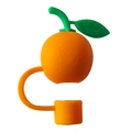 Siliconen rietjes dop in de vorm van een oranje vrucht met stofvrij ontwerp - Sinaasappel