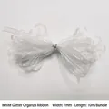 White silver glitter ribbon for Valentine's day decoration 7mm wide 10m bundle - White Silver Silk Ribbon