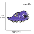 Detailed view of a purple triceratops enamel pin with 2.7cm width and 1.5cm height - Purple Spotted Triceratops